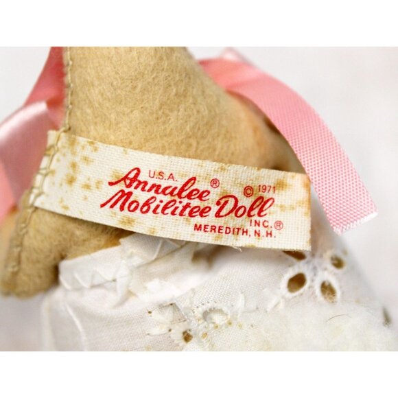 VTG 1971 Annalee Mobilitee Doll Girl Bunny Rabbit Easter Spring Bonnet Skirt - Picture 9 of 10